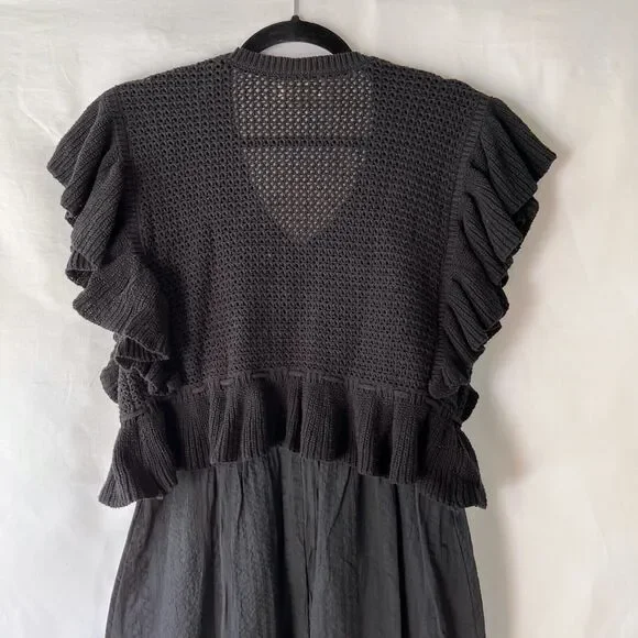 Elan The Aurora Dress Black Midi Dress w/Black over sweater vest Size S - Picture 15 of 16